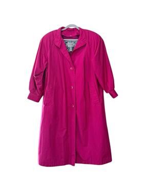Chiango Fleet Street VTG Bright Pink Trench Raincoat Women's 10 Removable Liner